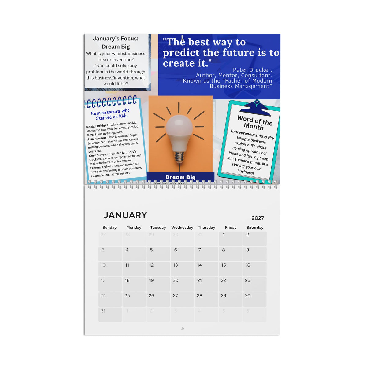 2027 Boss Kid Build Calendar: The Calendar for Future Moguls